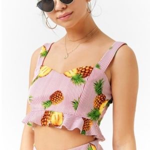 NWT Crop Tank w Vertical Stripes and Pineapples